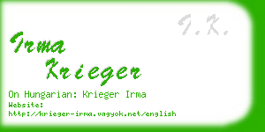 irma krieger business card